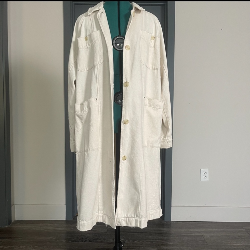 Pilcro Anthropologie Bone Denim Chore Coat Jacket Size Small Oversized